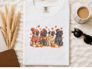 Four Autumn Pugs Lineup doodle dog shirt - photo 2