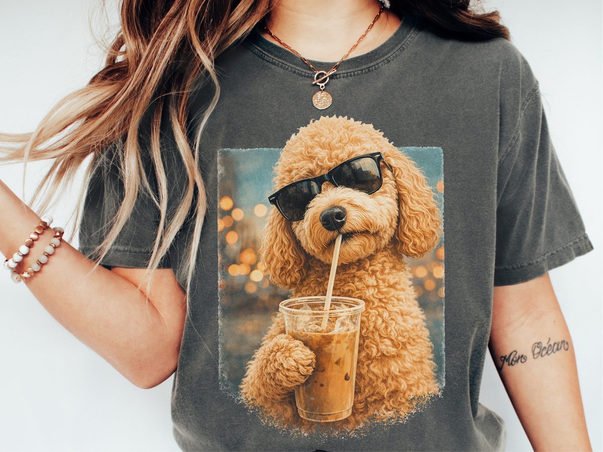 Goldendoodle Iced Coffee Cool Dog Comfort Colors Summer T-Shirt