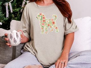 Schnoodle Floral Silhouette Design doodle dog shirt - photo 8