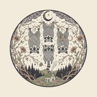 Funny Raccoon Tree Branches Moon T-Shirt - Comfort Colors Graphic Tee
