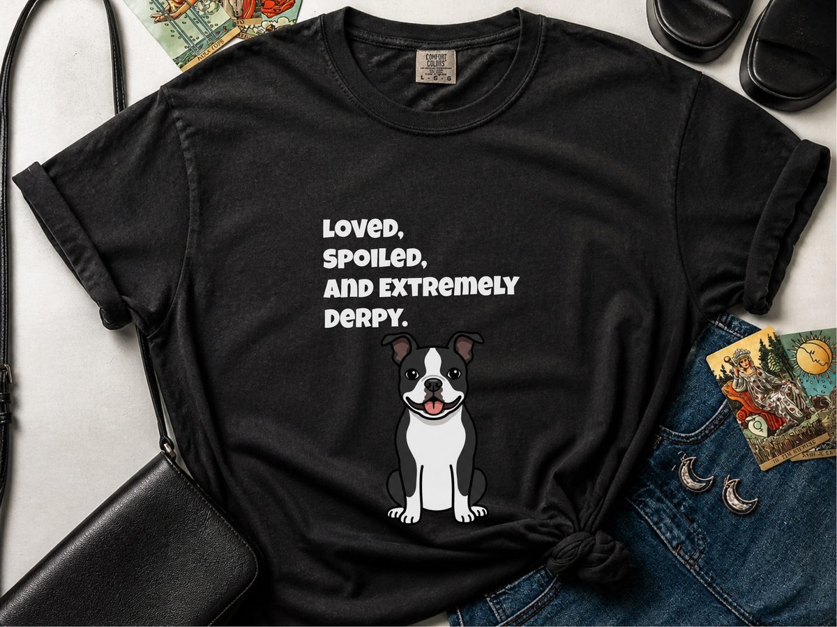 Derpy Boston Terrier Comfort Colors Shirt Funny Dog Lover Gift