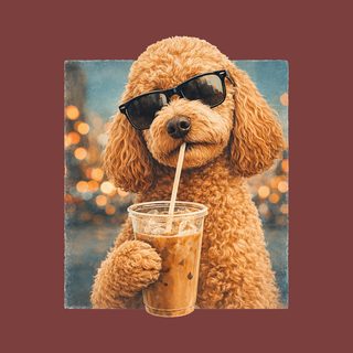Labradoodle Iced Coffee Cool Dog Sunglasses Summer Drink Lover Tee