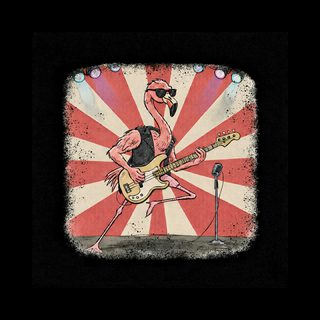 Flamingo Bassist Rock & Roll Animal Musician Vintage Sunburst Tee