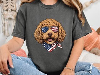 Patriotic Cavapoo American Flag doodle dog shirt - photo 3