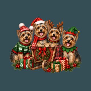 Yorkie Christmas Sleigh Group Festive Dog Yorkie Christmas Shirt