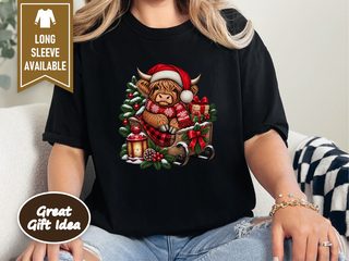 Highland Cow Christmas Sleigh doodle dog shirt - photo 3