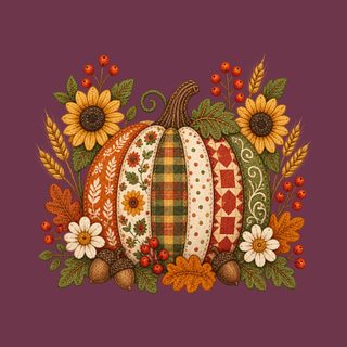 Patchwork Quilted Floral Pumpkin Shirt Vintage Fall Cottagecore