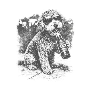 Schnoodle Drinking Beer Dog in Sunglasses Urban City Nightlife T-Shirt