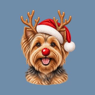 Yorkie Reindeer Santa Hat Christmas Yorkie Shirt Dog Lover Gift