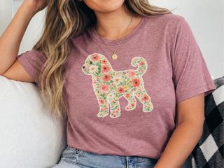 Schnoodle Floral Silhouette Design doodle dog shirt - photo 6