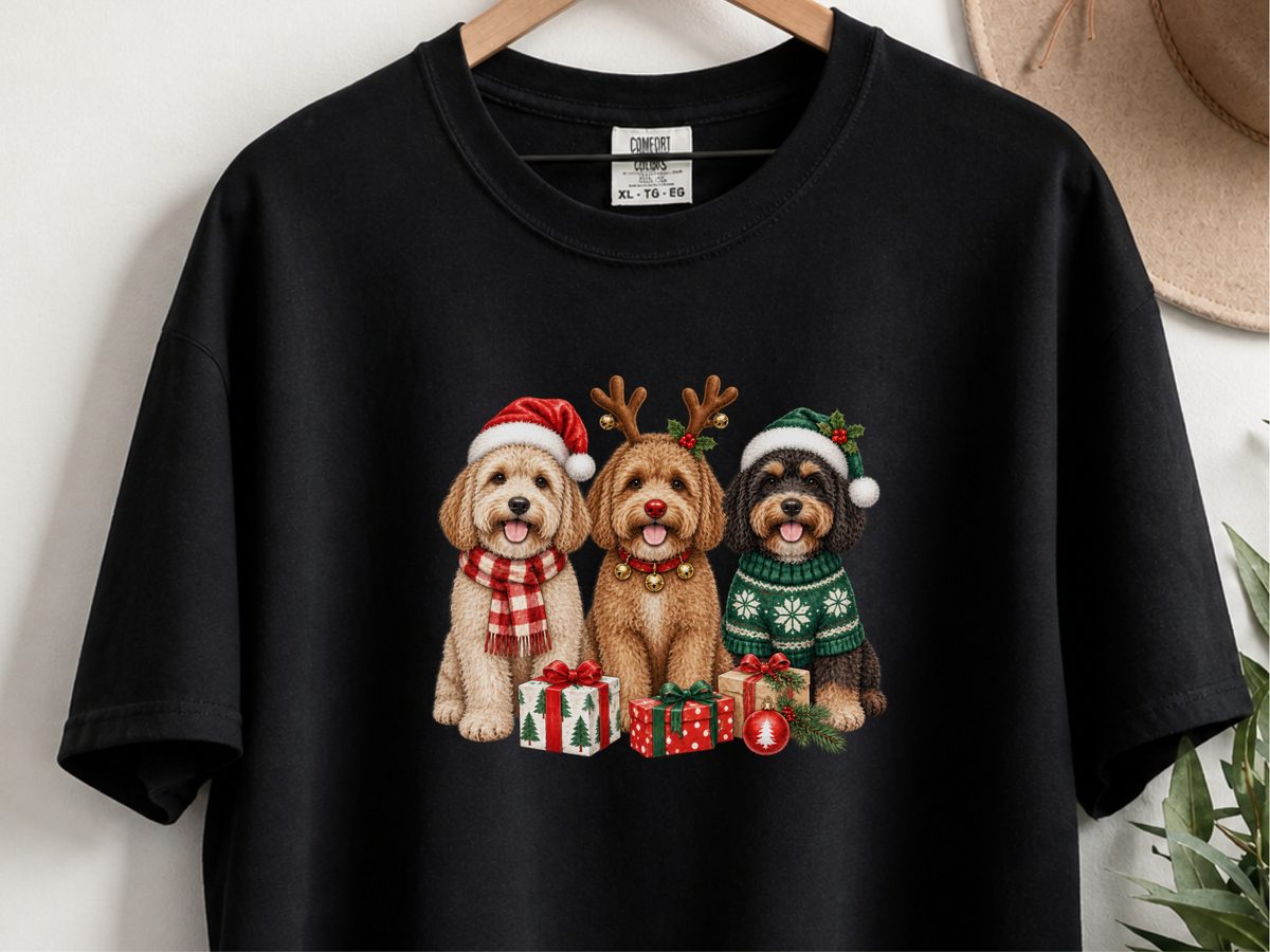 Christmas Cavapoo Trio Presents Cavapoo Shirt Christmas Dog Mom