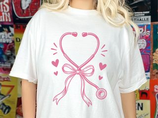 Pink Stethoscope Ribbon Heart funny shirt - photo 1