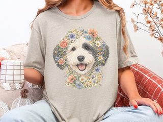 Sheepadoodle Floral Face doodle dog shirt - photo 8