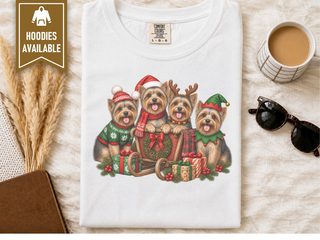 Yorkie Christmas Sleigh Group doodle dog shirt - photo 1