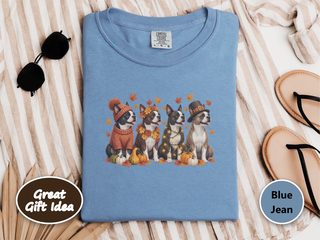 Boston Terrier Autumn Harvest doodle dog shirt - photo 7