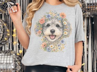 Schnoodle Floral Face doodle dog shirt - photo 3