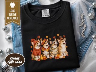 Colorful Autumn Corgi Dogs doodle dog shirt - photo 3