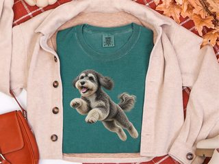 Jumping Schnoodle Speed Lines doodle dog shirt - photo 8