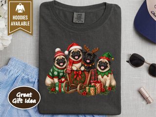 Christmas Pugs Sleigh Group doodle dog shirt - photo 4