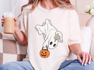 Flying Ghost Coffee Pumpkin Bucket funny shirt - photo 8