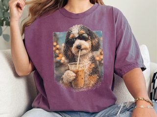 Comfort Colors Aussiedoodle Iced Coffee Cool Dog doodle dog shirt - photo 5
