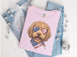 Patriotic Labradoodle American Flag doodle dog shirt - photo 4