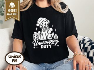 Christmas Goldendoodle Unwrapping Duty doodle dog shirt - photo 4