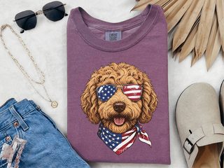 Patriotic Labradoodle American Flag doodle dog shirt - photo 5