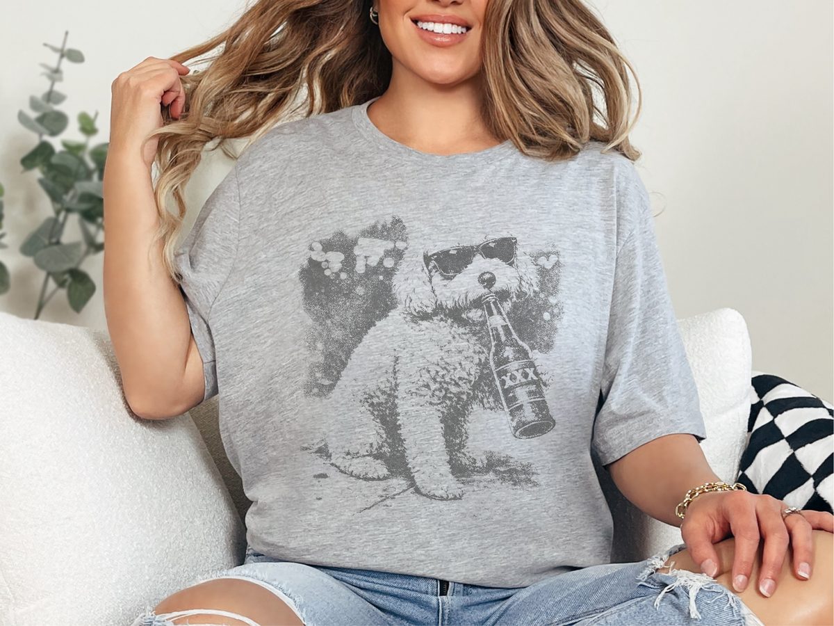 Maltipoo Drinking Beer Humorous Dog Lover Gift T-Shirt Design