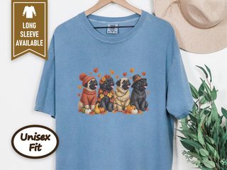 Four Autumn Pugs Lineup doodle dog shirt - photo 8