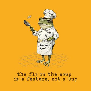 Fly In Soup Feature Not Bug Tech Humor Chef Frog Sarcastic T-Shirt