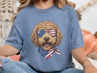Patriotic Labradoodle American Flag doodle dog shirt - photo 6