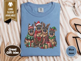 German Shepherd Christmas Sleigh doodle dog shirt - photo 5