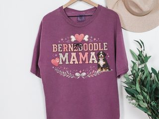 Comfort Colors Bernedoodle Mama Heart Dog Bone Crest doodle dog shirt - photo 5