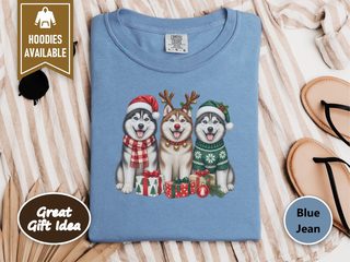 Christmas Husky Trio Presents doodle dog shirt - photo 7