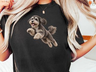Jumping Schnoodle Speed Lines doodle dog shirt - photo 1