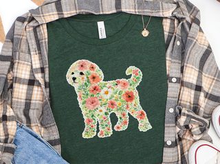 Maltipoo Floral Silhouette doodle dog shirt - photo 4