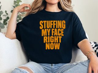Stuffing My Face Brown Lettering funny shirt - photo 4