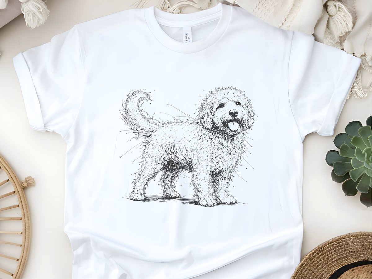 Goldendoodle Sketch Art Tee - Curly Hair Dog Lover Gift Shirt