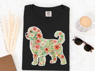 Comfort Colors Australian Doodle Floral Silhouette doodle dog shirt - photo 2