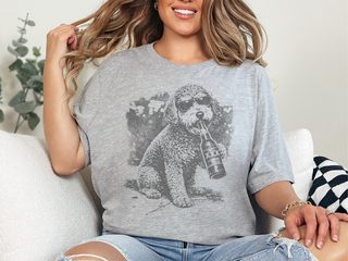 Schnoodle Drinking Beer doodle dog shirt - photo 3