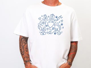 Veterinary Dog Cat Stethoscope Doodle funny shirt - photo 2