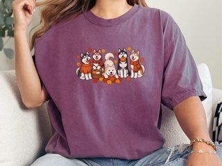 Autumn Huskies Fall Gathering doodle dog shirt - photo 7