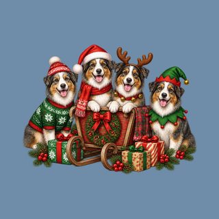Christmas Australian Shepherds Sleigh Group Australian Shepherd Shirt