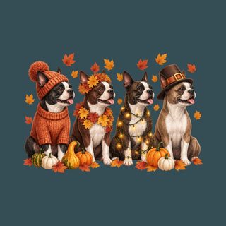 Boston Terrier Autumn Harvest Fall Holiday Shirt Pet Lover Gift
