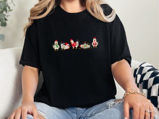 Festive Christmas Lineup Chickens funny shirt - photo 1