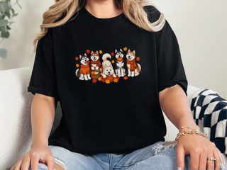 Autumn Huskies Fall Gathering doodle dog shirt - photo 4