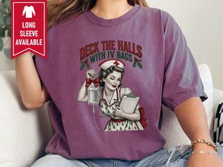 Vintage Christmas Pinup Nurse funny shirt - photo 7