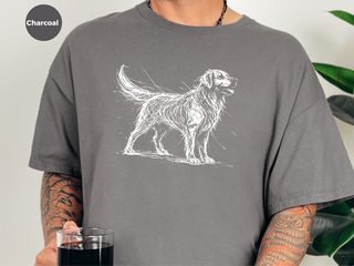 Golden Retriever Sketch funny shirt - photo 3