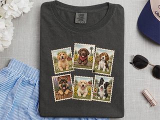 Country Dog Postage Stamps funny shirt - photo 4